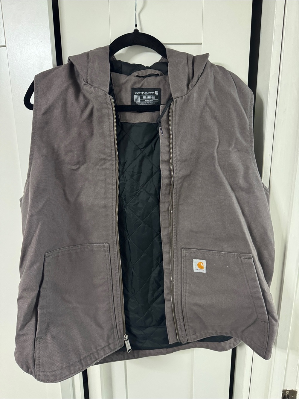 Carhartt Women’s Quilted Hooded Work Vest in Plum